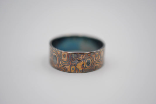 Four Tone Gold Patina Mokume Gane Mens Band