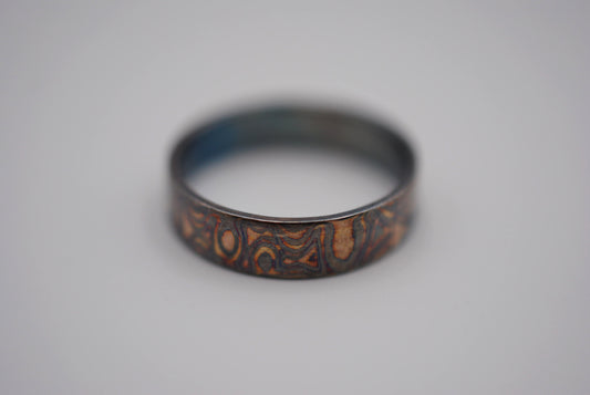 Four Tone Gold Patina Mokume Gane Womens Band