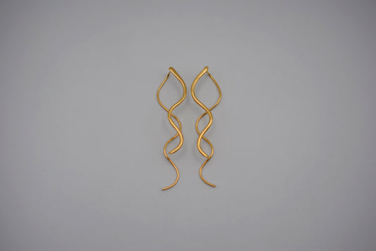 Infinity Yellow Gold Roots Dangle Earrings