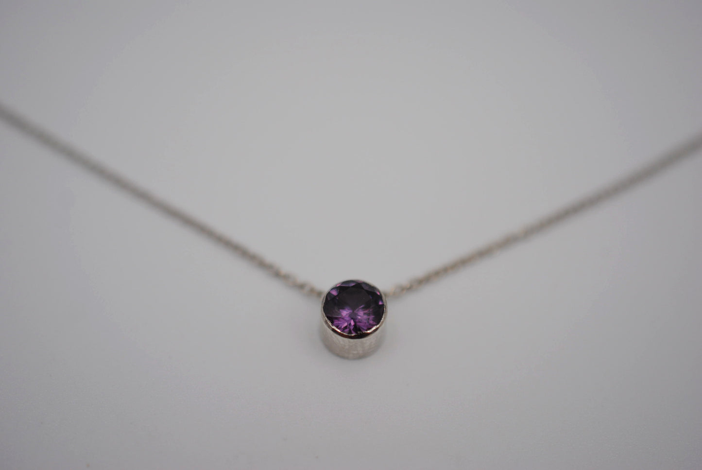 Alexandrite Bezel Setting Silver Pendant Necklace