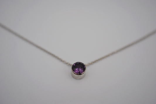 Alexandrite Bezel Setting Silver Pendant Necklace