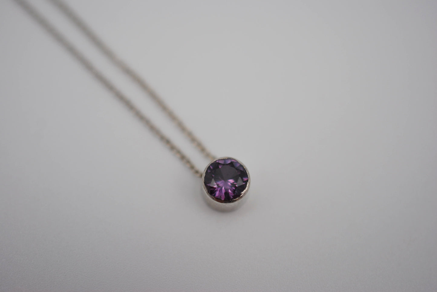 Alexandrite Bezel Setting Silver Pendant Necklace