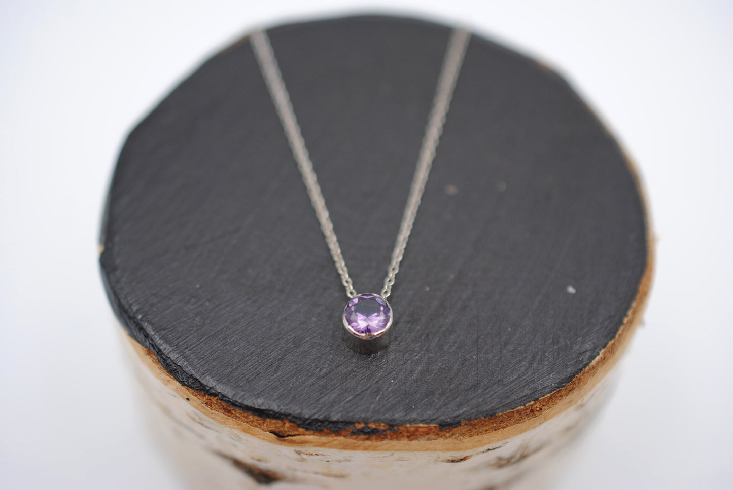 Alexandrite Bezel Setting Silver Pendant Necklace