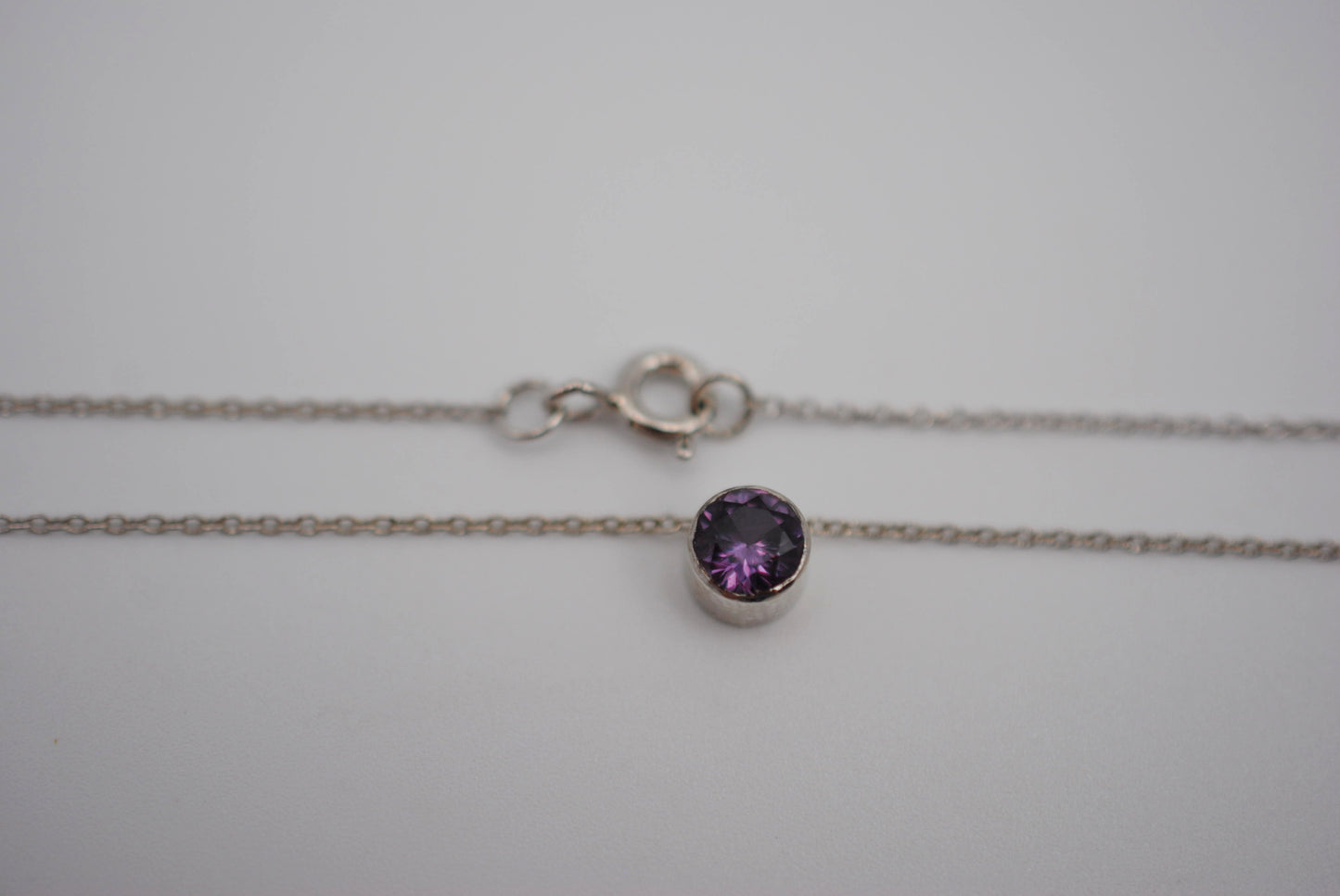 Alexandrite Bezel Setting Silver Pendant Necklace