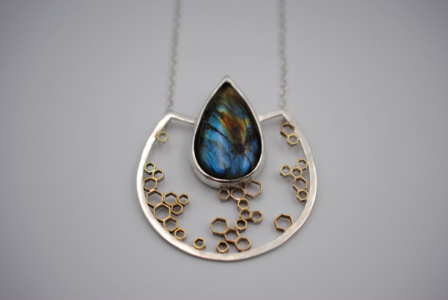Labradorite Honeycomb Pendant Necklace