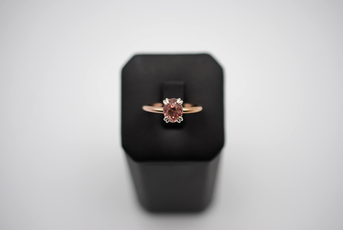 Garnet Ring: Oval Cut, Rose Gold Fill Band, Silver Setting