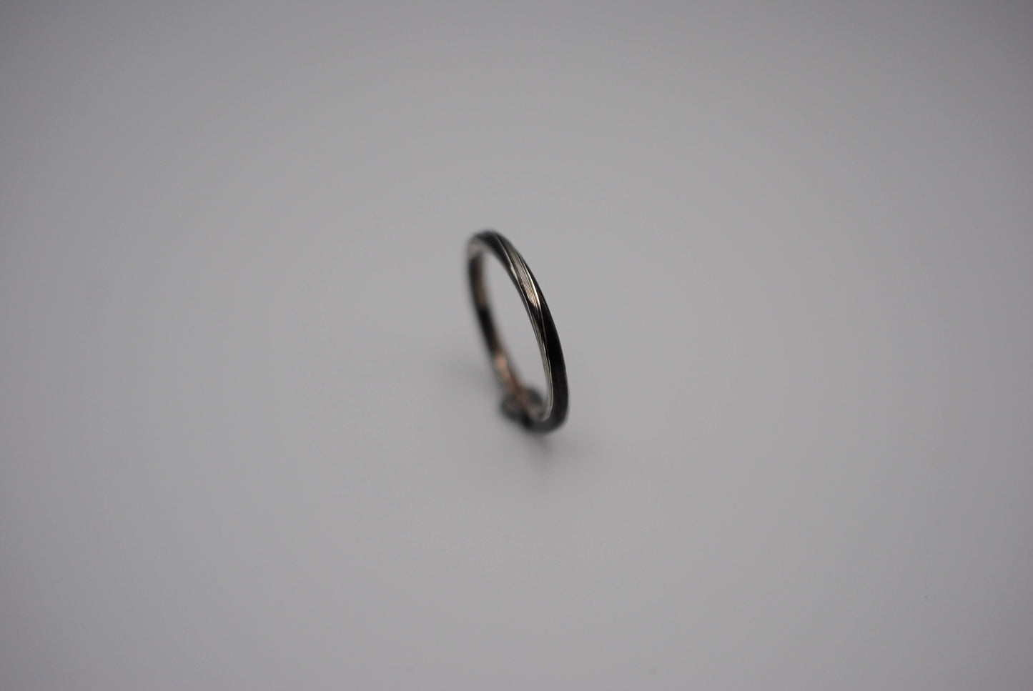 Mokume Gane Ring Band: Silver and Shibuichi, Twist Pattern, Thin Width