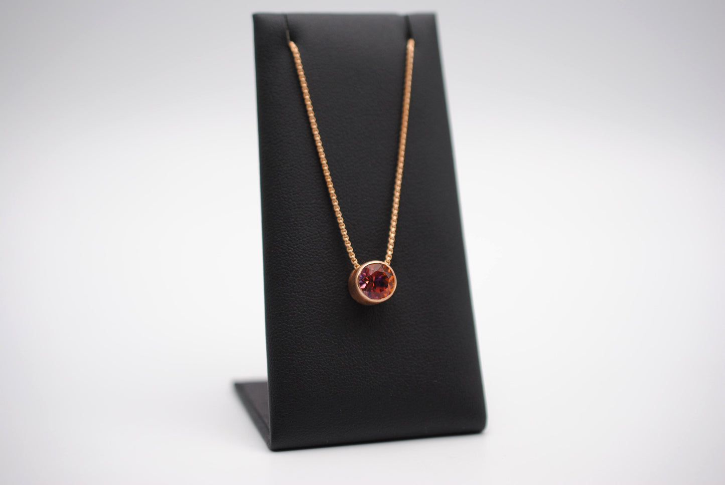 Mystic Topaz Necklace: Round Cut, Bezel, Rose Gold, Adjustable Chain