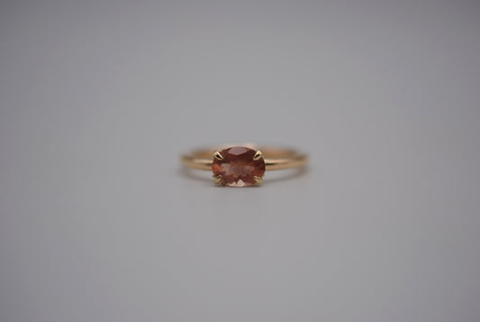 Oregon Sunstone Ring: Oval Cut, East-West Set, 14K Yellow Gold