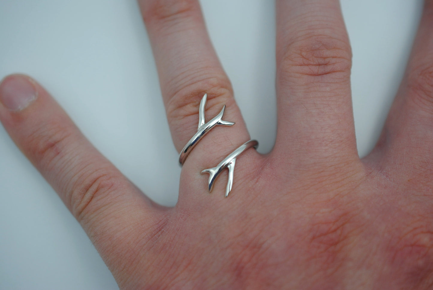 Outward Branch Rhodium Roots Ring