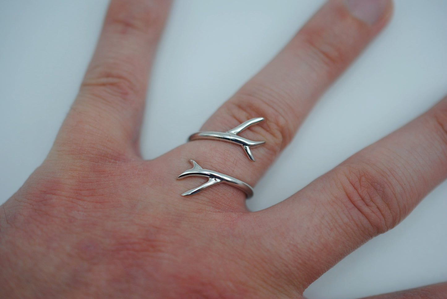 Outward Branch Rhodium Roots Ring