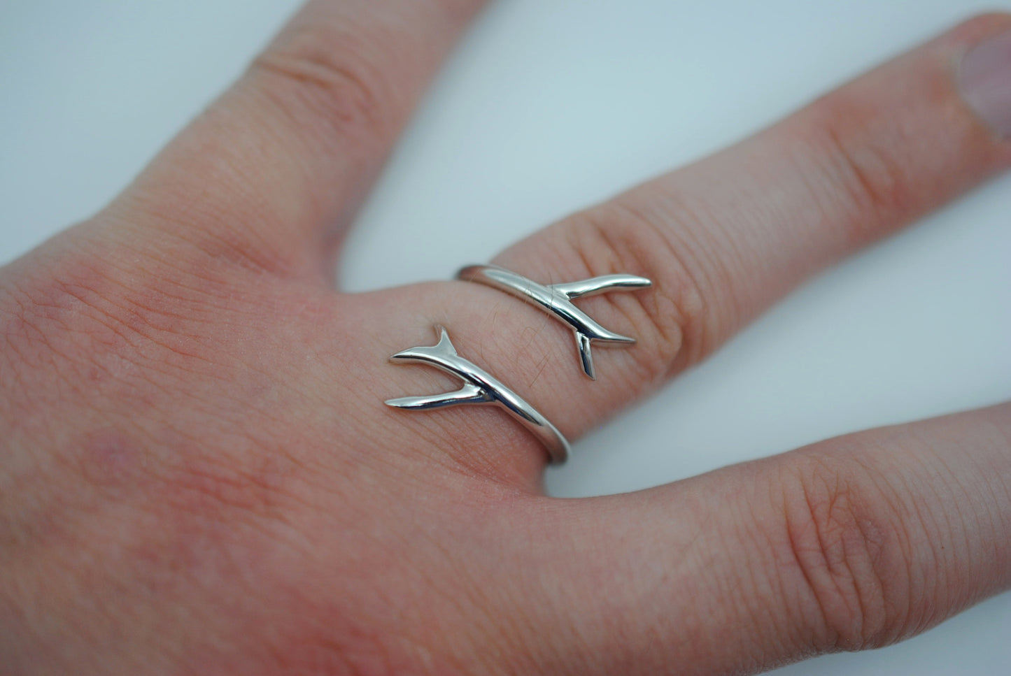 Outward Branch Rhodium Roots Ring