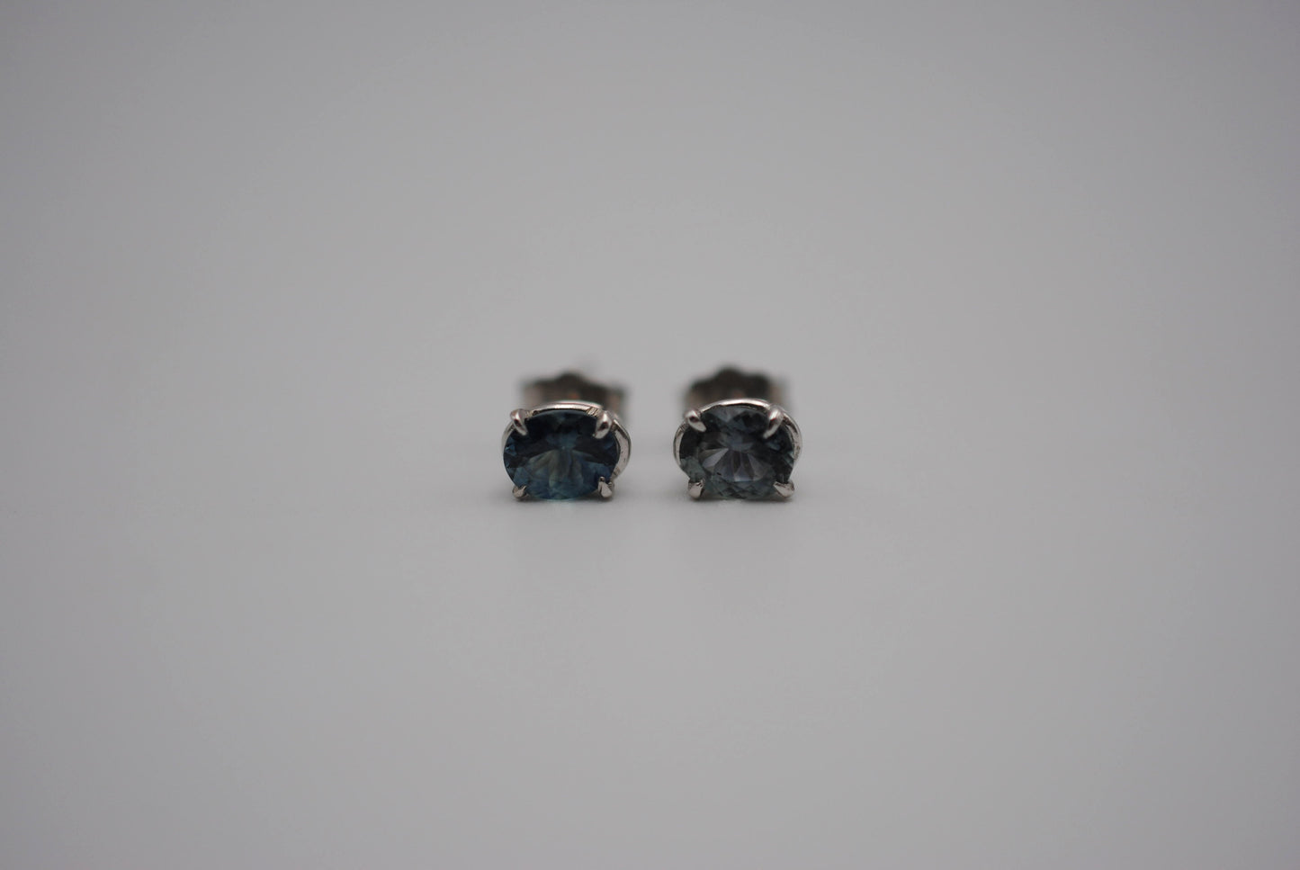 Oval Montana Sapphire White Gold Stud Earrings