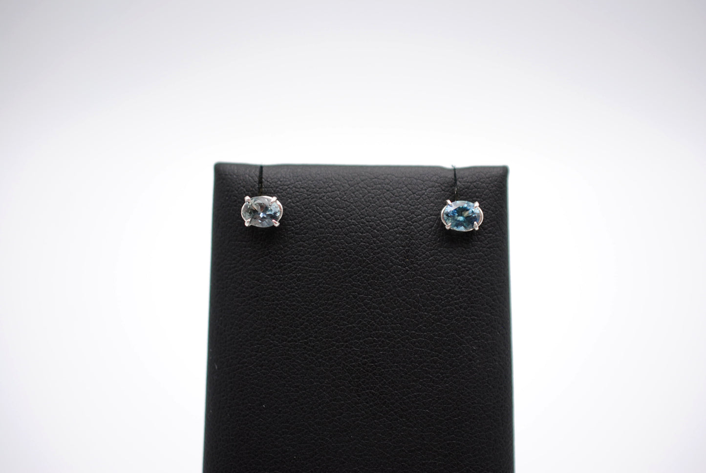 Oval Montana Sapphire White Gold Stud Earrings