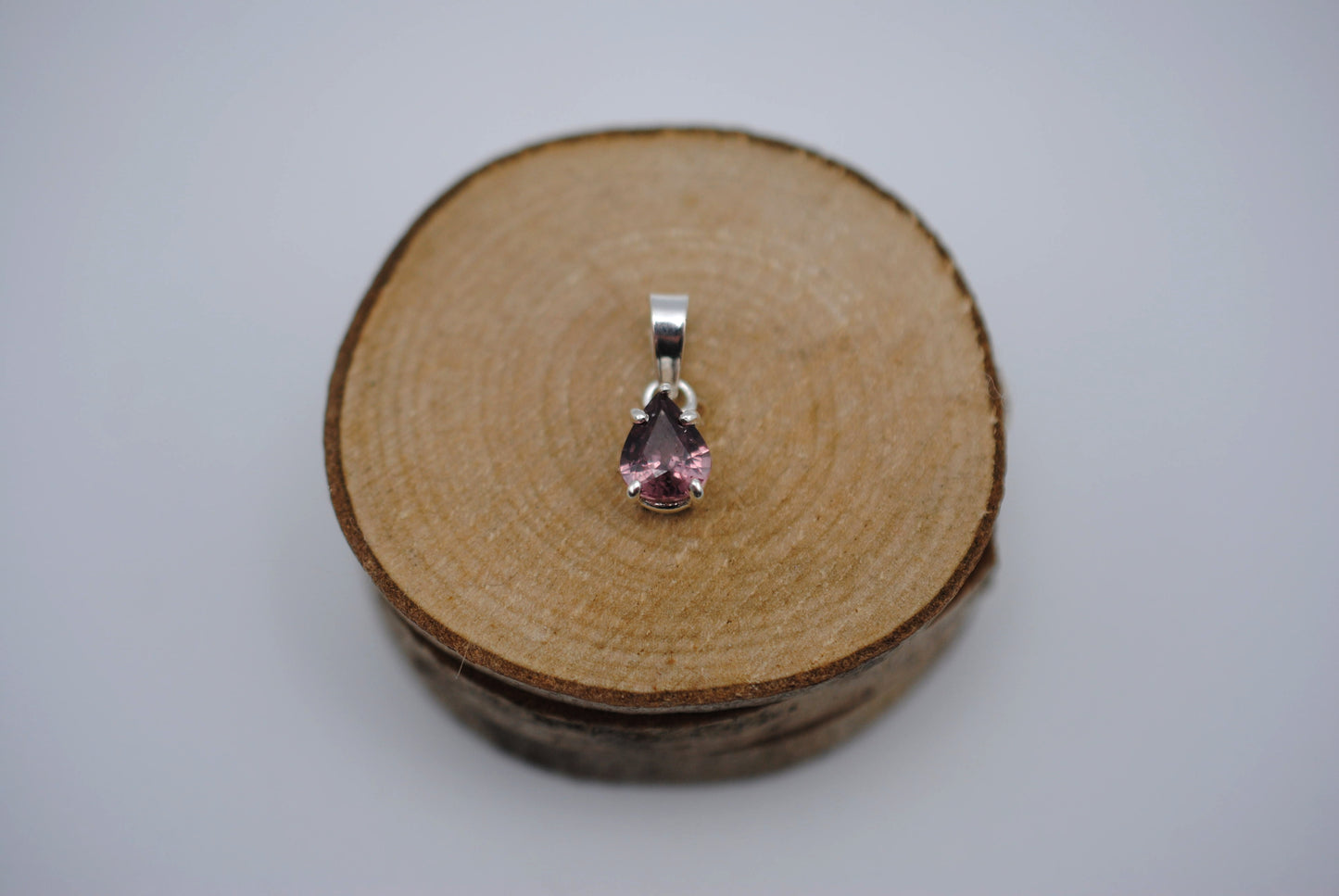 Malaia Garnet Necklace: Pear Cut, Silver Setting, Twisted Ball Snake and Box Chain
