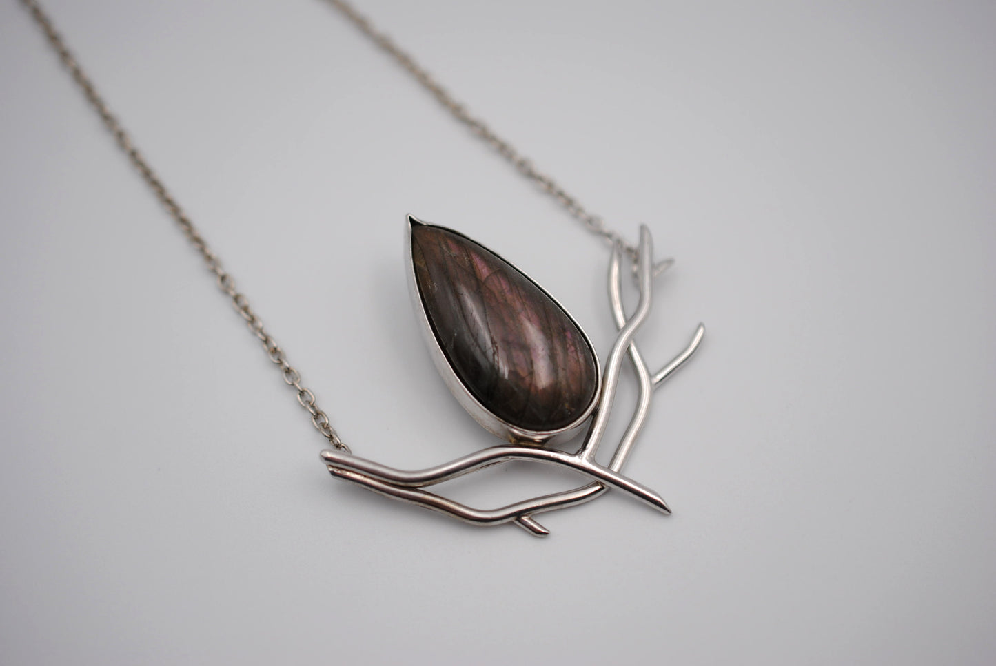 Purple Labradorite Branch Nest Pendant Necklace