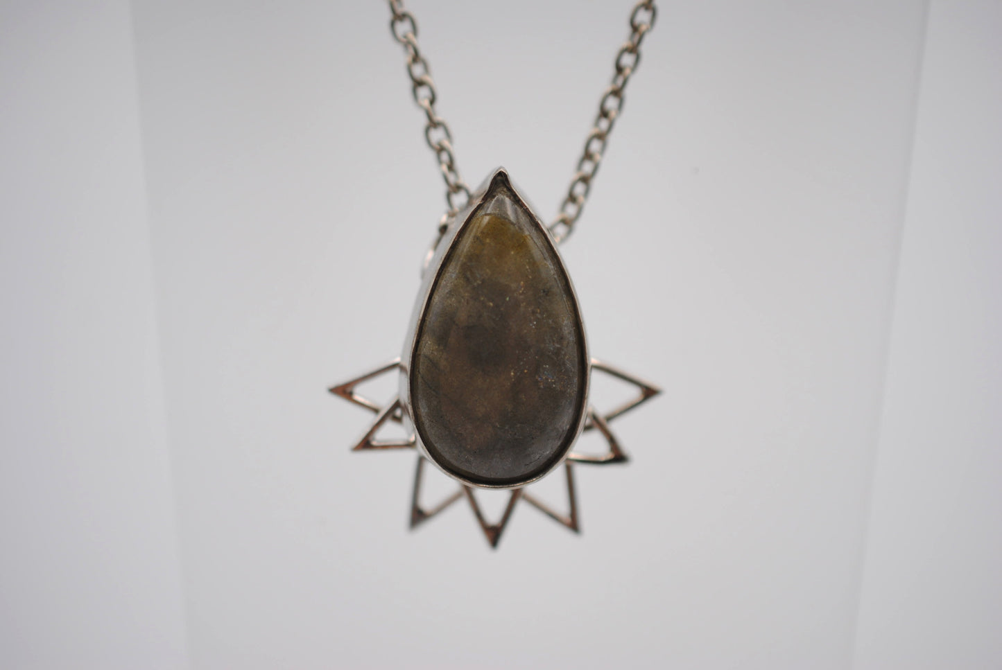 Purple Labradorite Petal Pendant Necklace