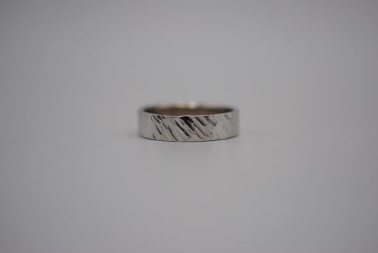 Ring Band: Bark Texture, Rhodium Finish, 5mm Wide