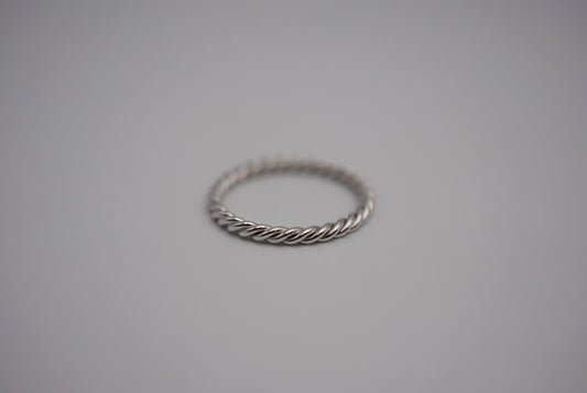 Stacking Ring: Rope, Rhodium Finished