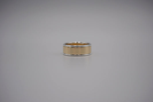 Ring Band: Yellow Gold, Silver Banding, High Polished