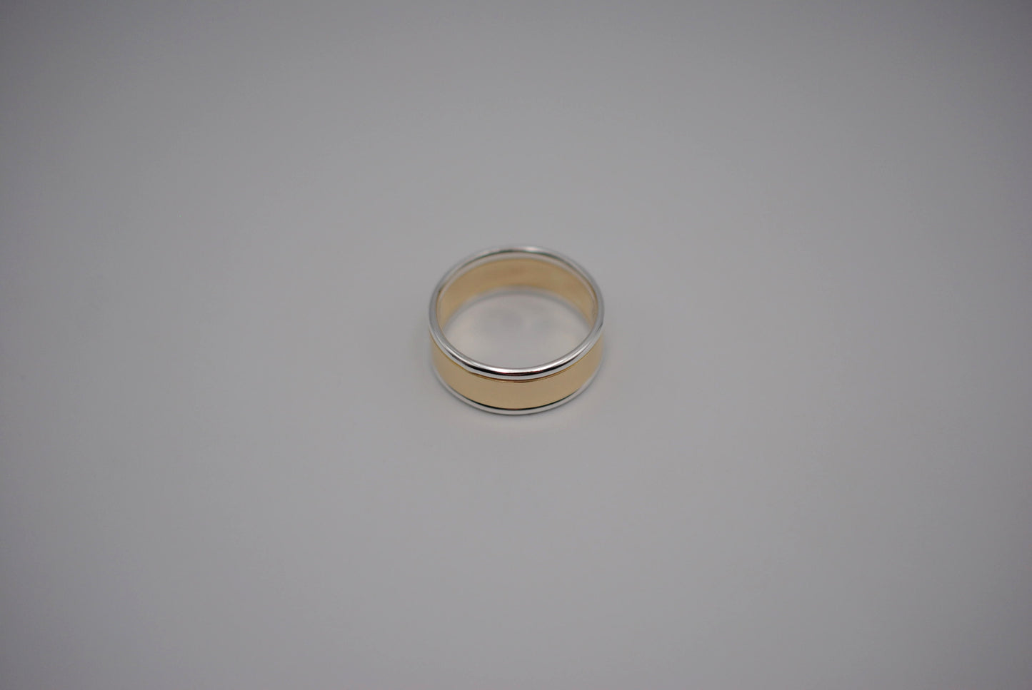 Ring Band: Yellow Gold, Silver Banding, High Polished