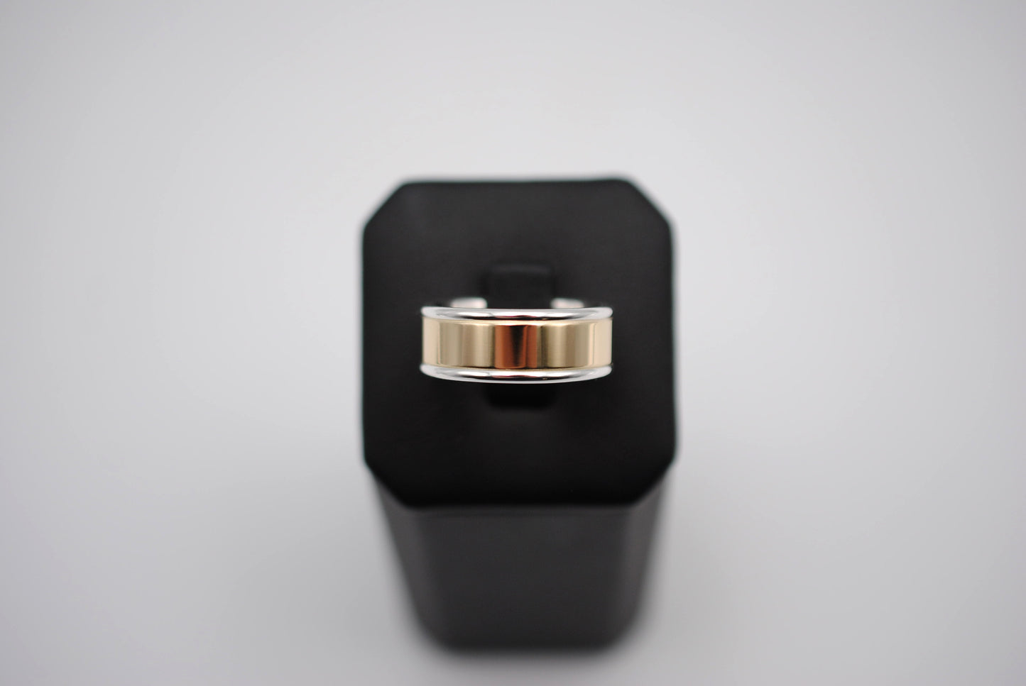 Ring Band: Yellow Gold, Silver Banding, High Polished