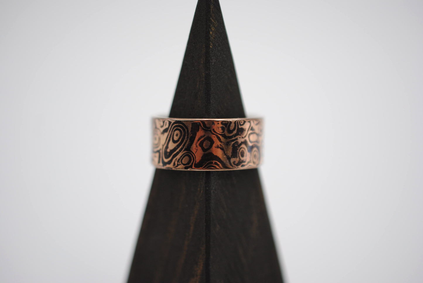 Rose Gold and Shakudo Large Band Mokume Gane Ring