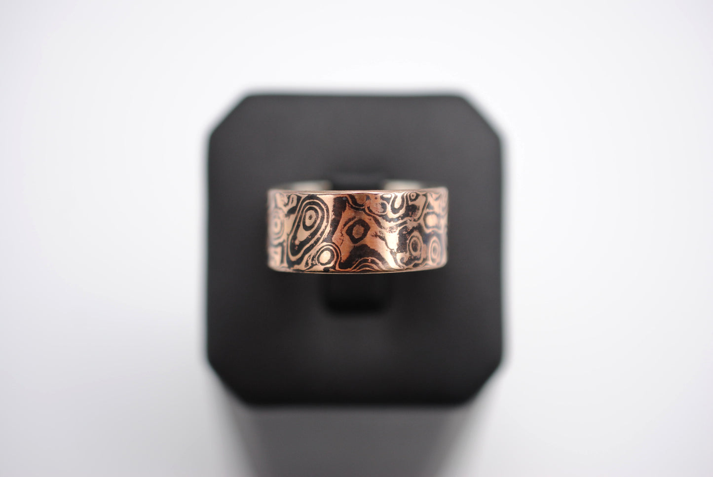 Rose Gold and Shakudo Large Band Mokume Gane Ring