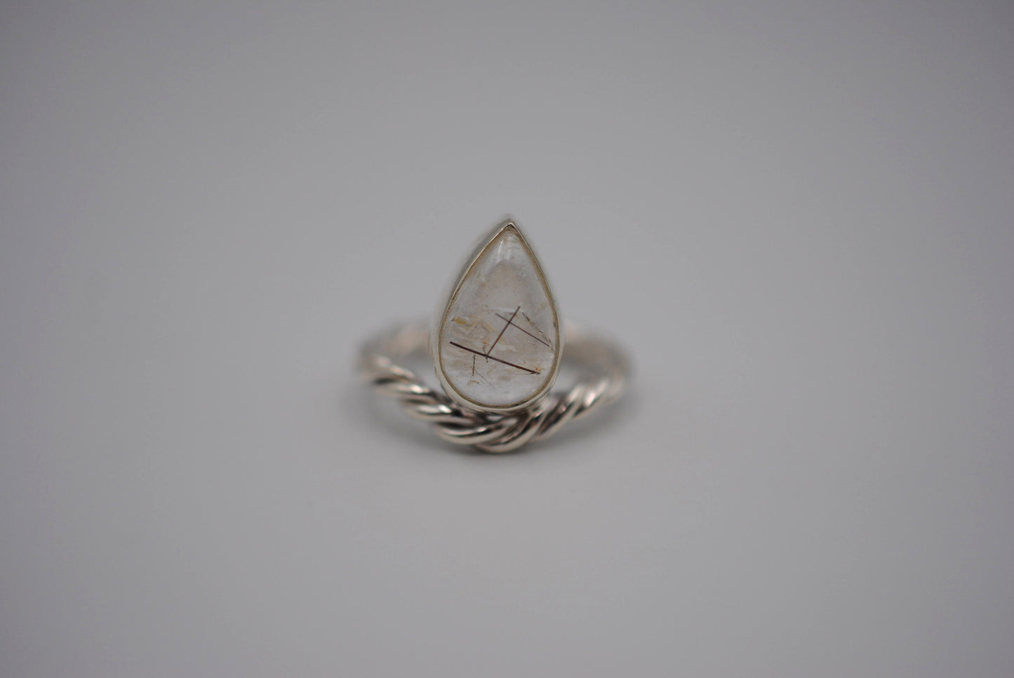 Rutilated Quartz Curved Rope Ring
