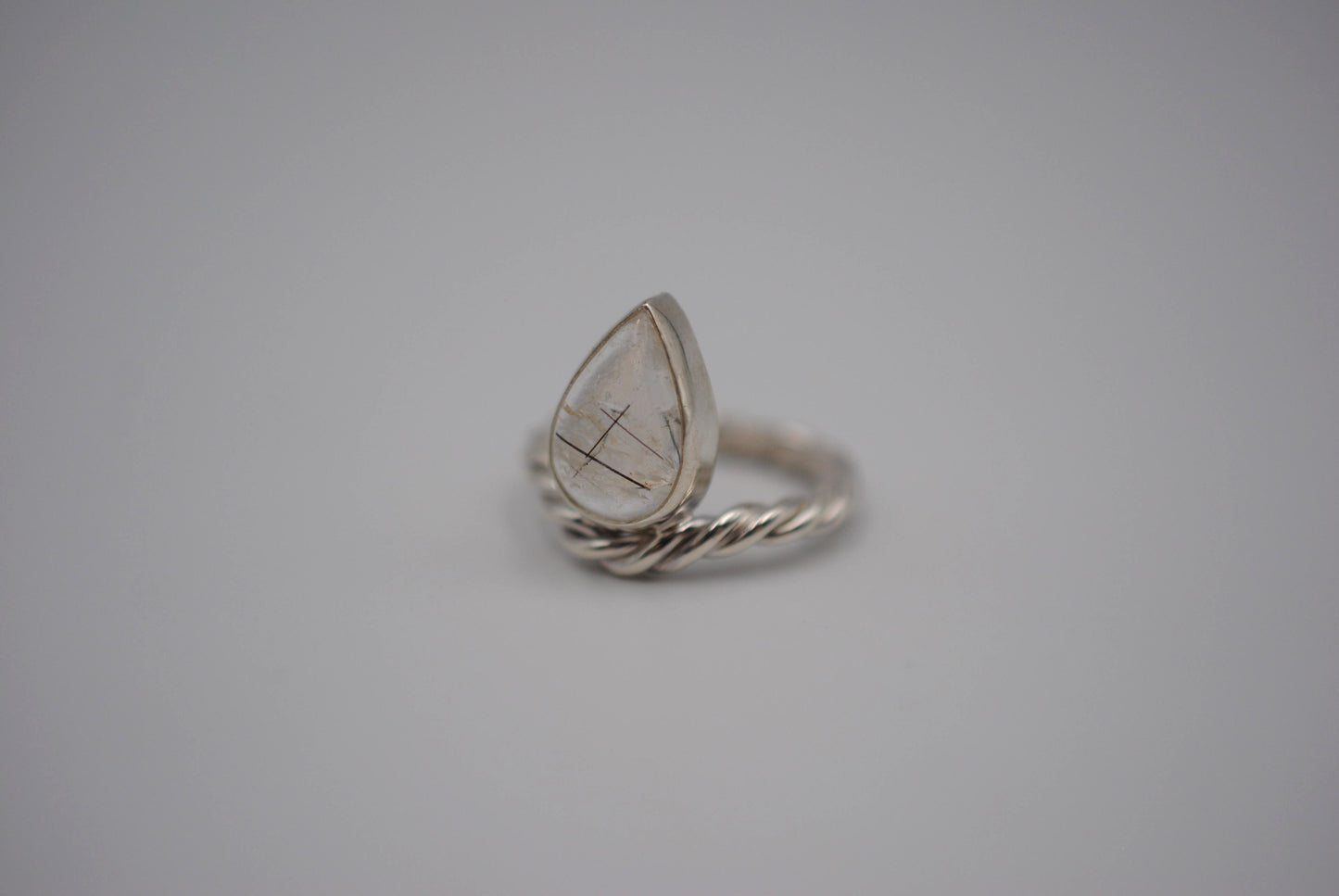 Rutilated Quartz Curved Rope Ring