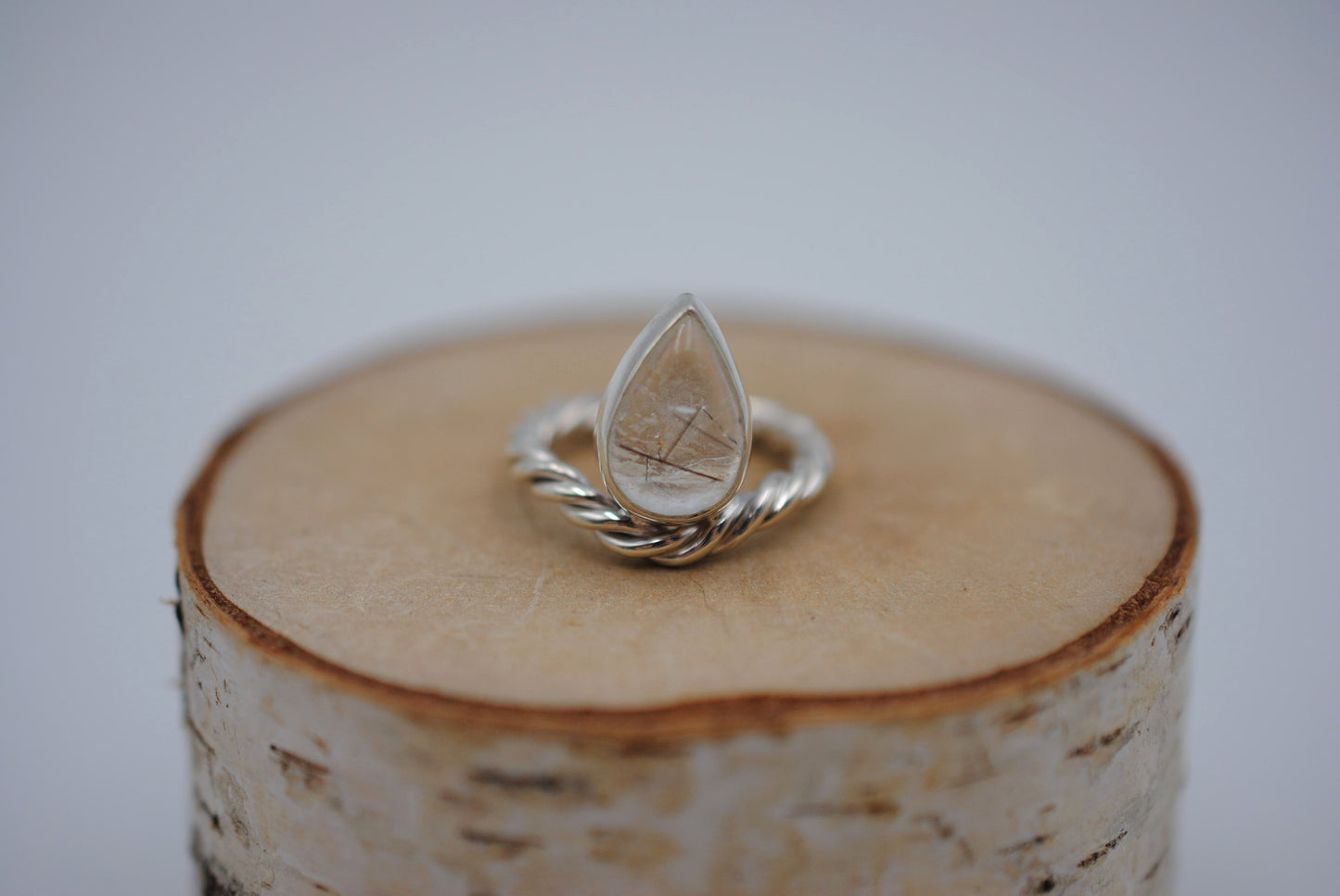Rutilated Quartz Curved Rope Ring