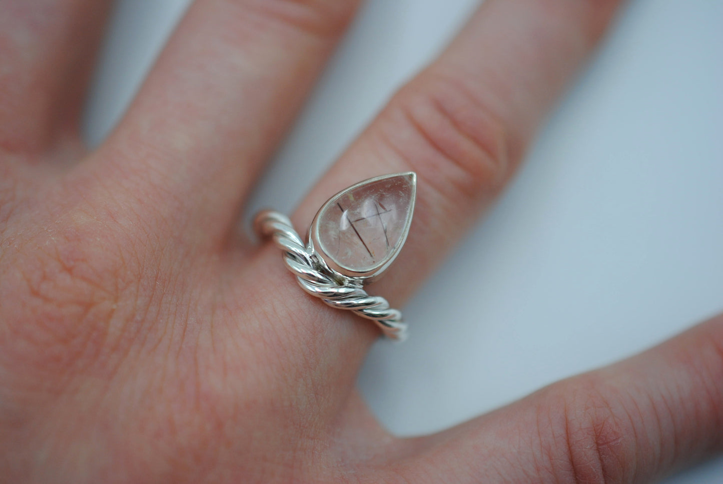Rutilated Quartz Curved Rope Ring