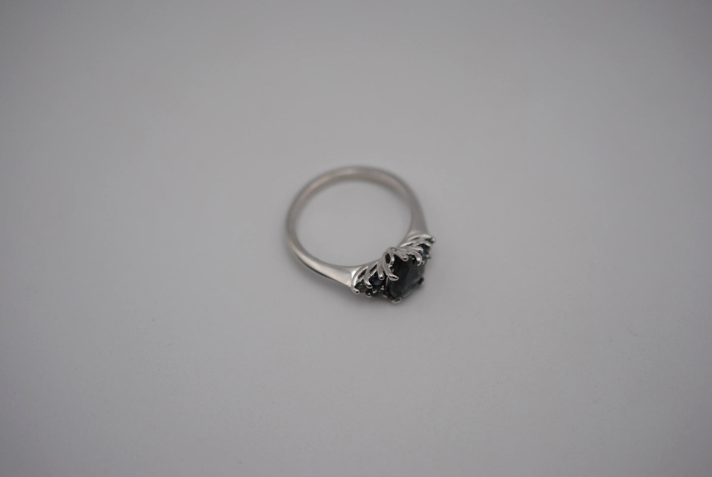 Sapphire Ring: Pear Cut, Ombre Sapphire Melee, White Gold