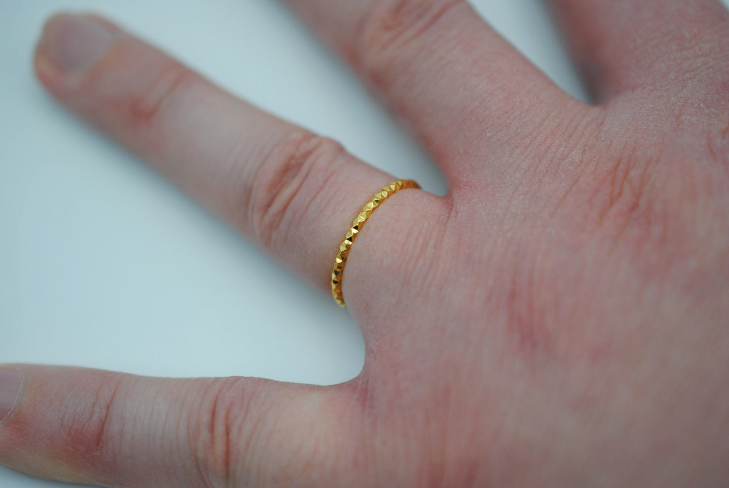 Stacking Ring: Sparkle Texture, Yellow Gold Finish, Medium Width