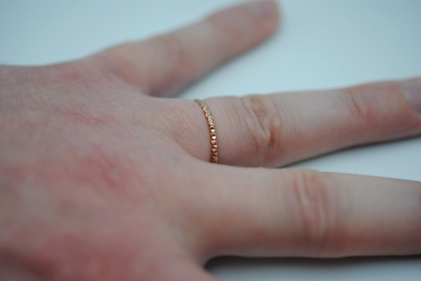 Stacking Ring: Sparkle Texture, Rose Gold Finish, Medium Width