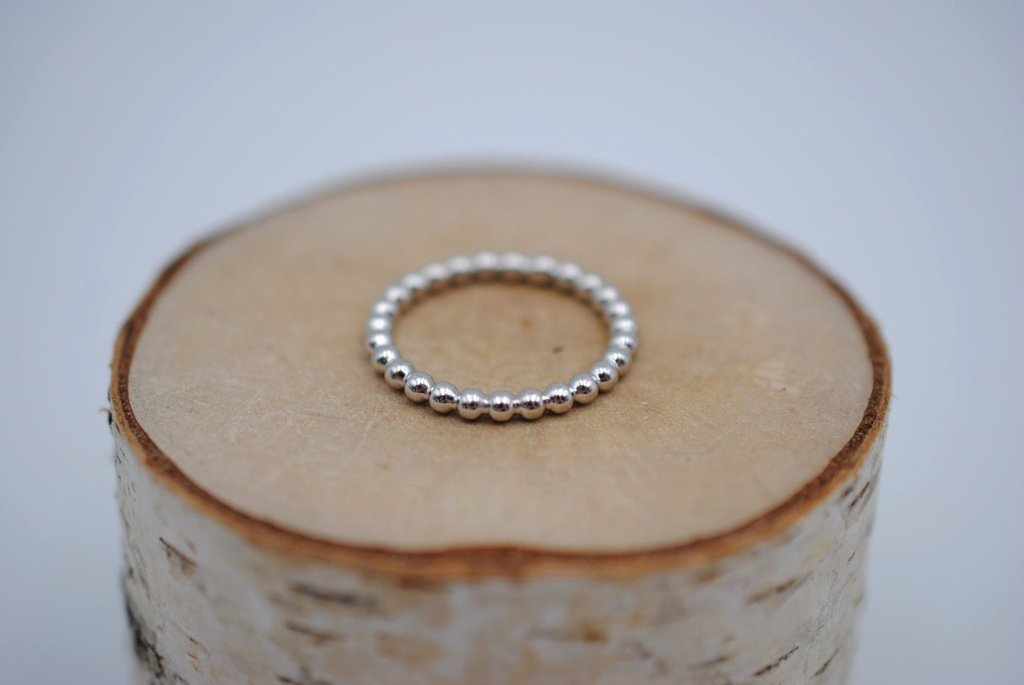 Thick Rhodium Bubble Stacker Ring