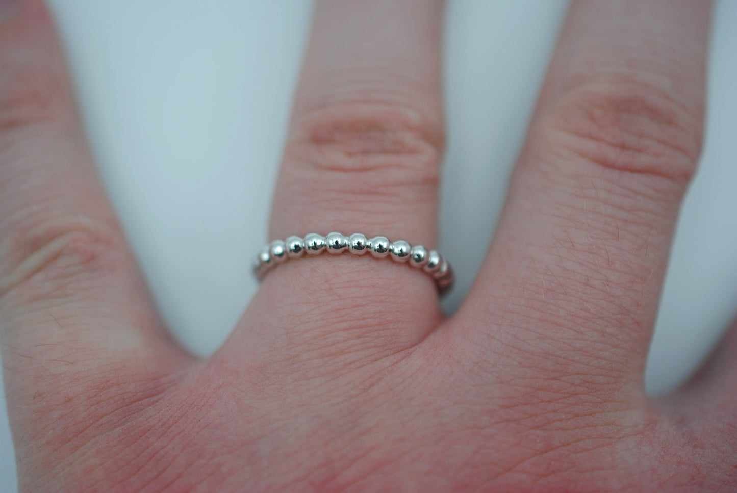 Thick Rhodium Bubble Stacker Ring