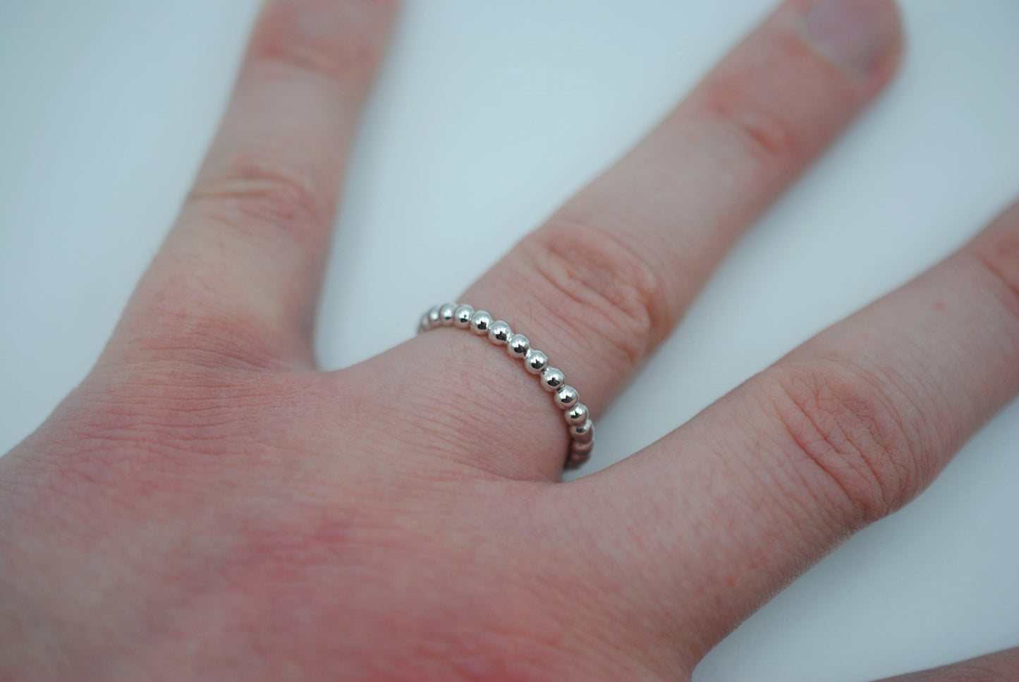 Thick Rhodium Bubble Stacker Ring
