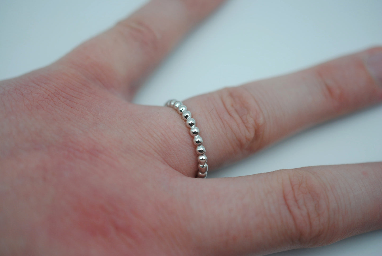 Thick Rhodium Bubble Stacker Ring