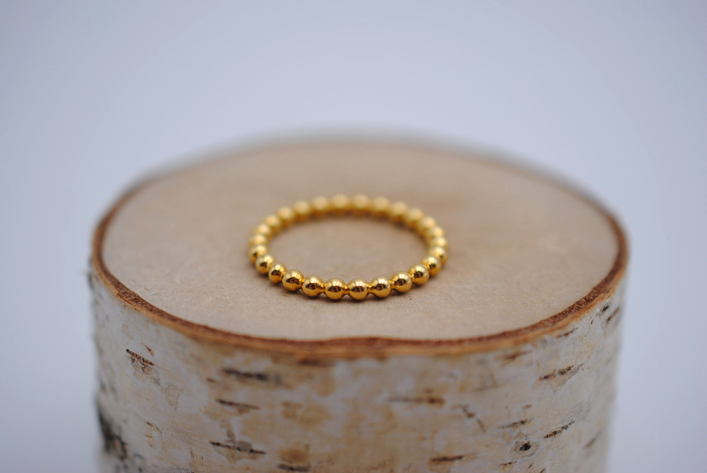 Thick Yellow Gold Bubble Stacker Ring