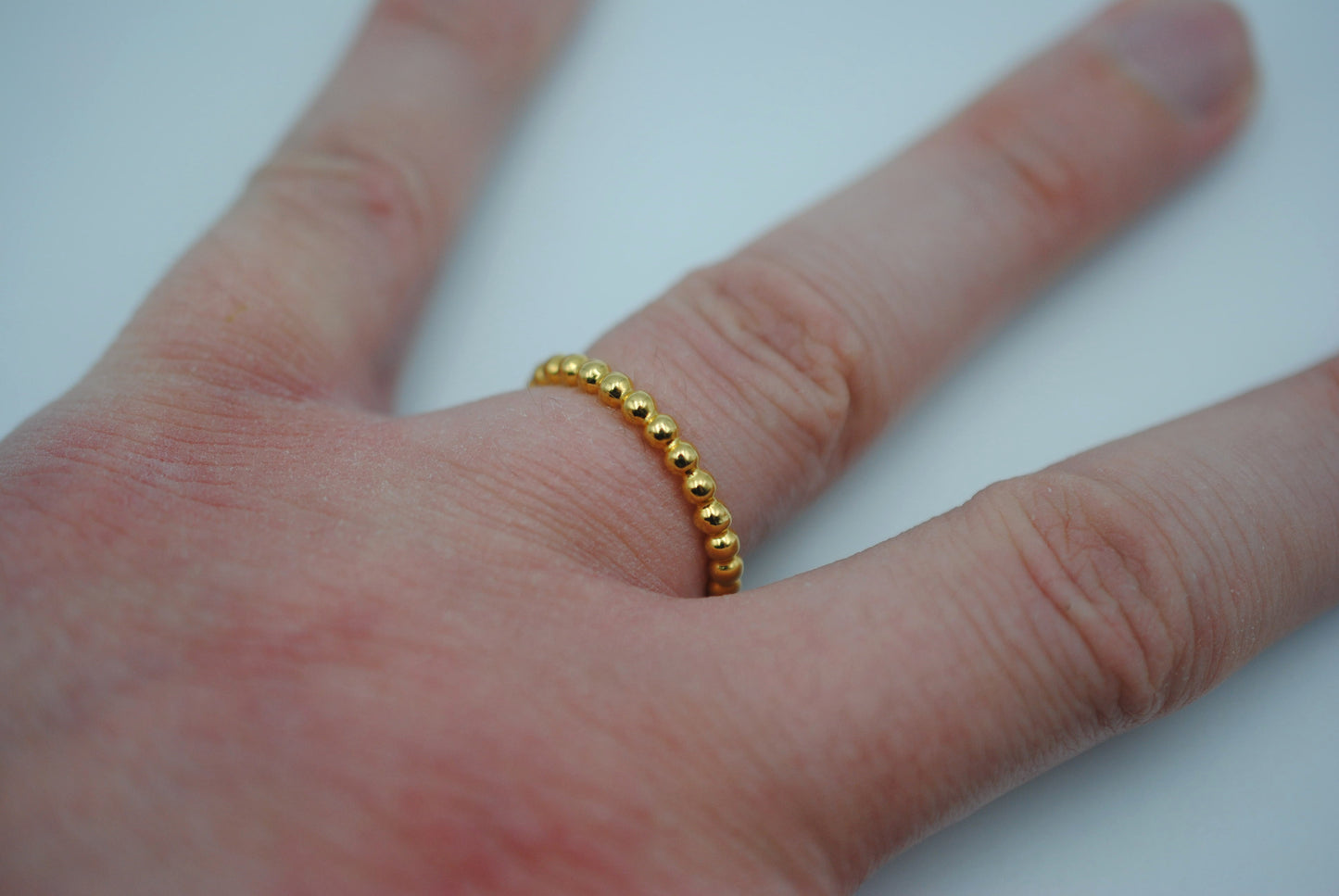Thick Yellow Gold Bubble Stacker Ring