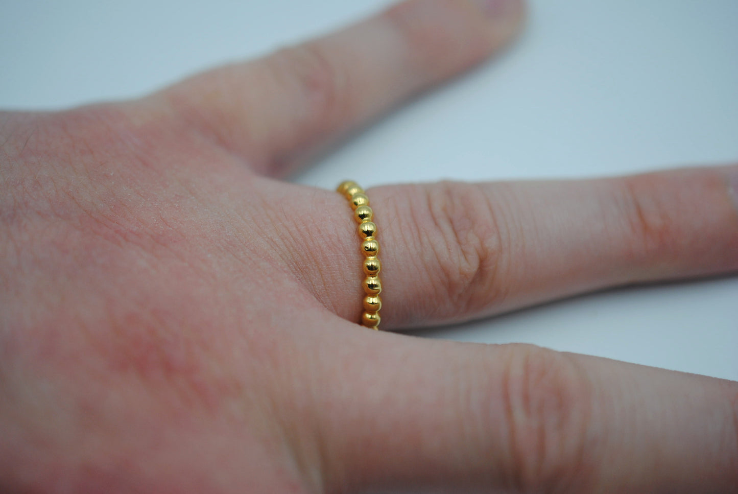 Thick Yellow Gold Bubble Stacker Ring