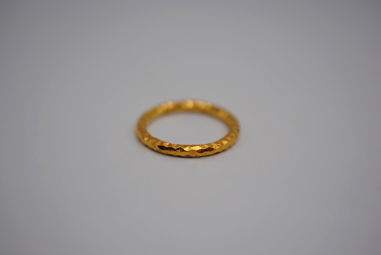 Thick Yellow Gold Sparkle Stacker Ring