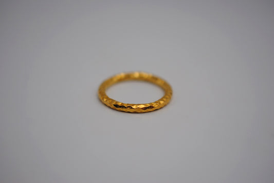 Thick Yellow Gold Sparkle Stacker Ring