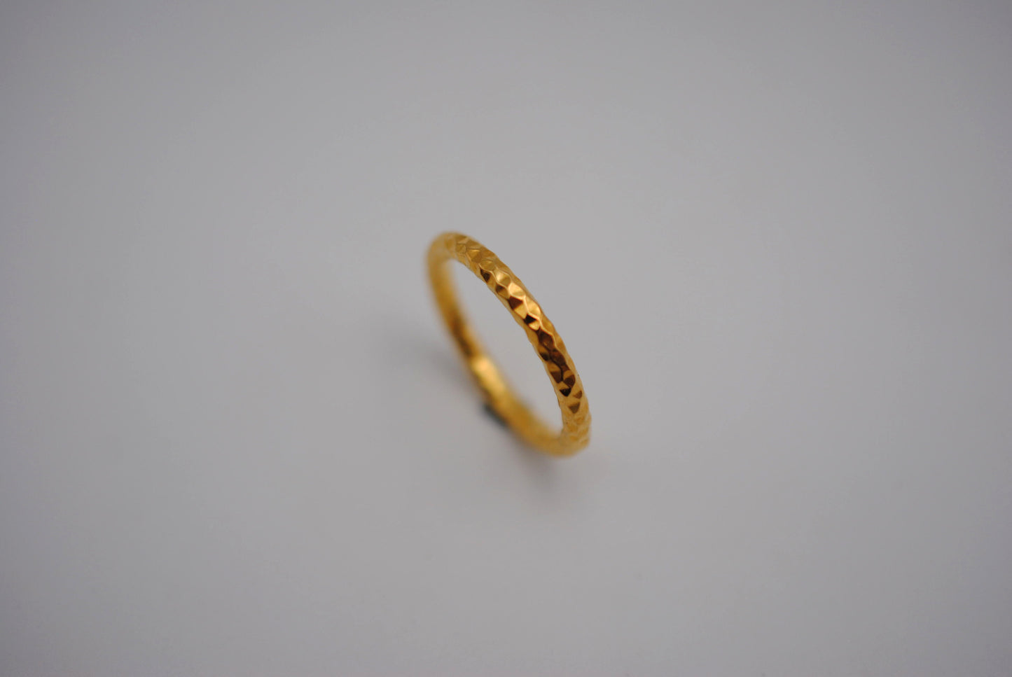 Thick Yellow Gold Sparkle Stacker Ring