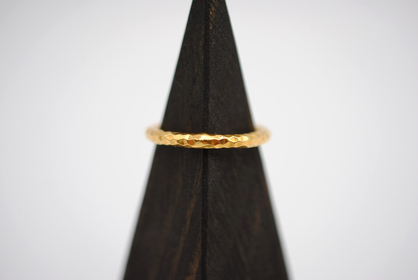 Thick Yellow Gold Sparkle Stacker Ring