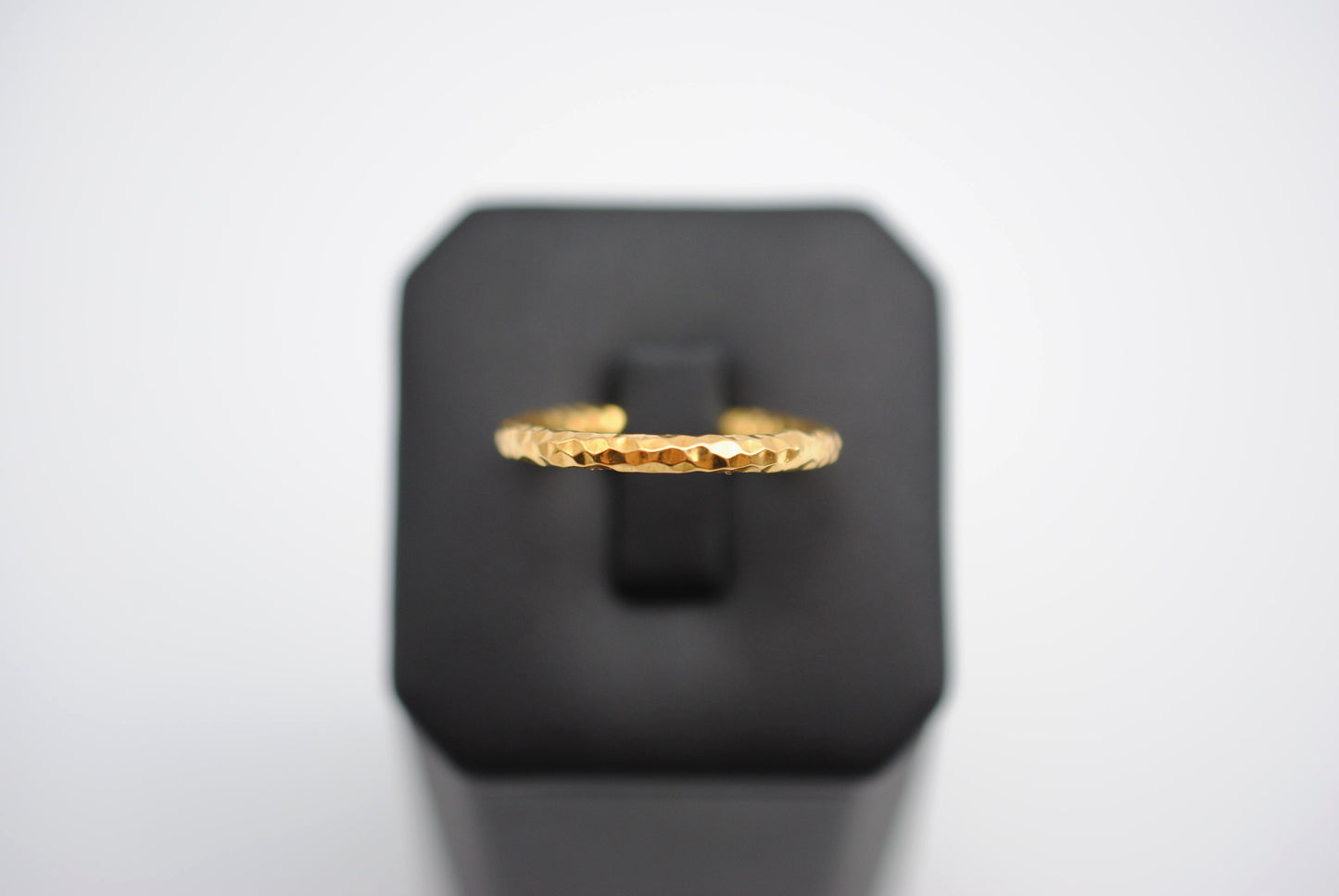 Thick Yellow Gold Sparkle Stacker Ring