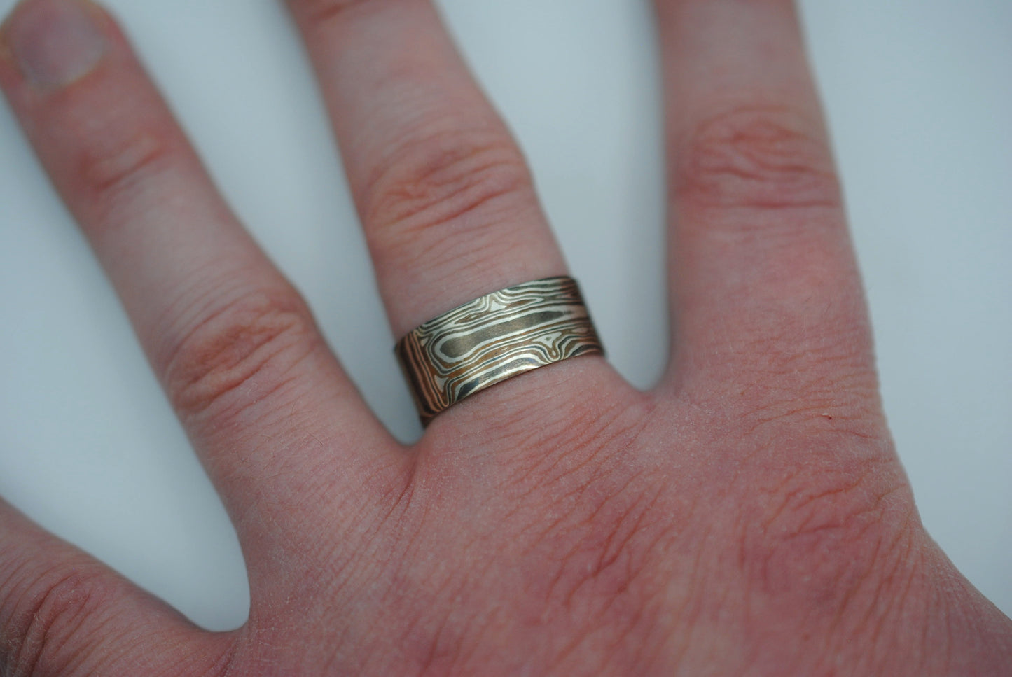 Mokume Gane: Silver, Copper, and Shibuichi Large Ring