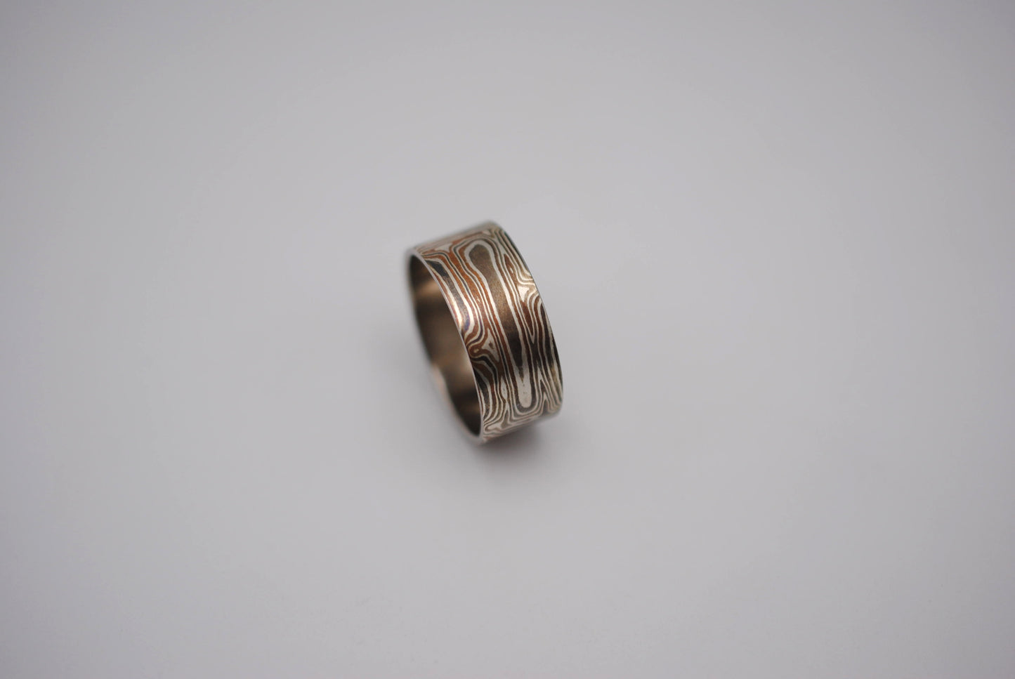 Mokume Gane: Silver, Copper, and Shibuichi Large Ring
