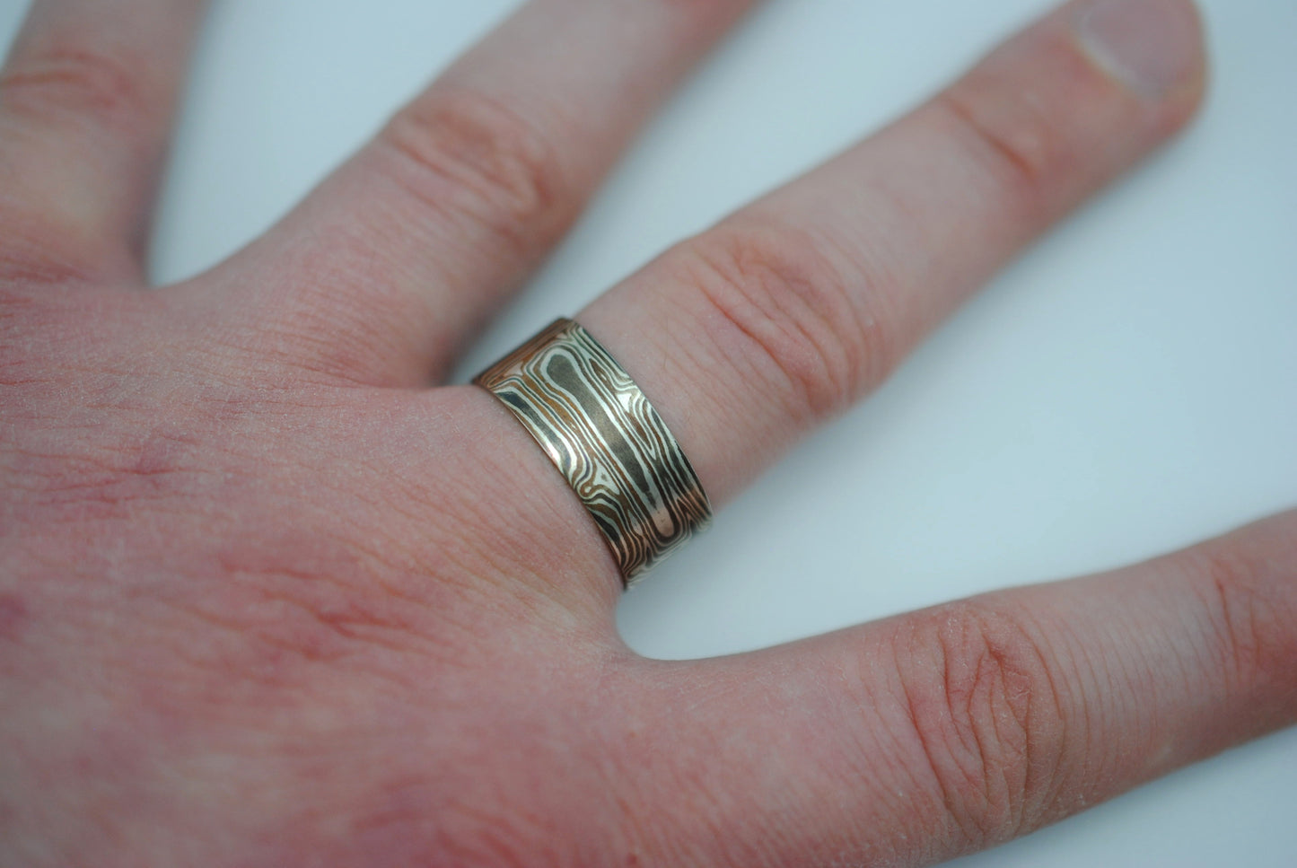 Mokume Gane: Silver, Copper, and Shibuichi Large Ring